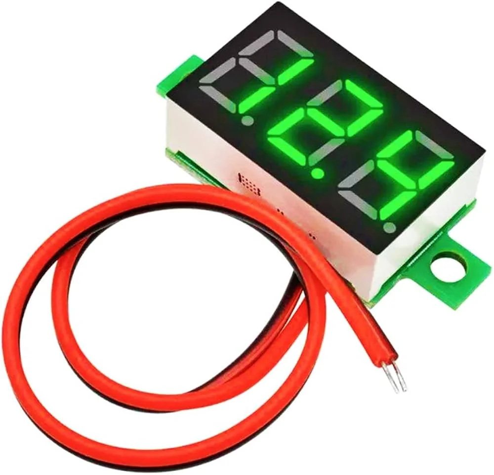 0.28 inch 3.5-30V Two Wire DC Voltmeter Green — Power & Components