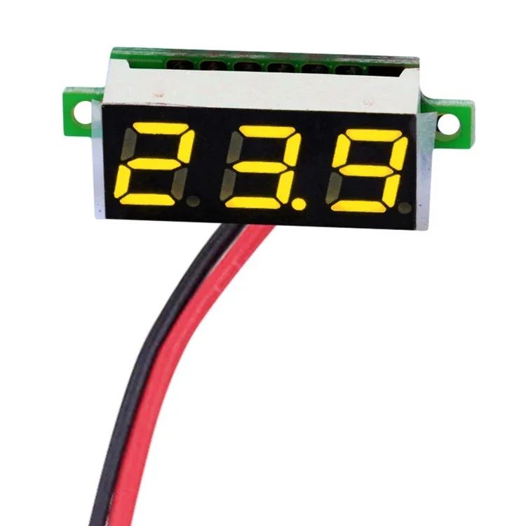0.28 inch 3.5-30V Two Wire DC Voltmeter Yellow — Power & Components