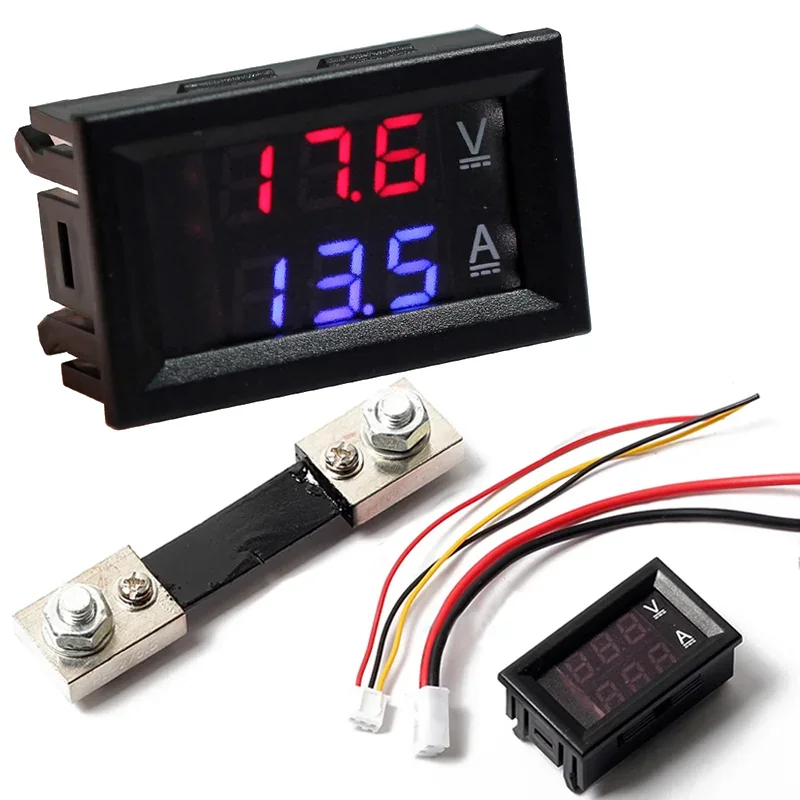 0.28 inch DC 100V 100A LED Digital Ammeter-Voltmeter With Shunt — Power & Components