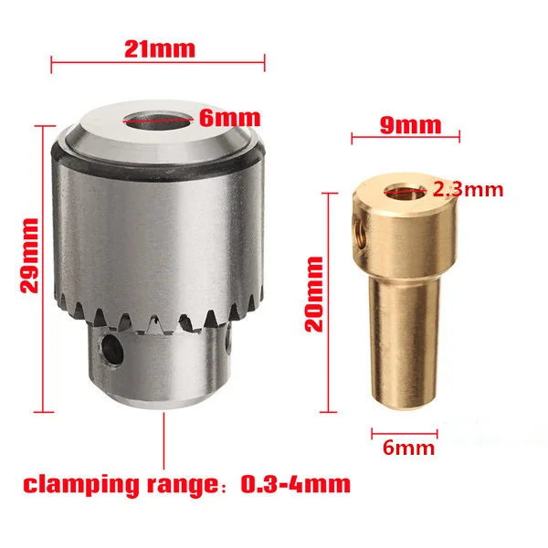 0.3–4mm Mini Drill Chuck with Key & 2.3mm Brass Shaft Adapter for 555 DC Motor — Motors & Actuators — Detail / close-up
