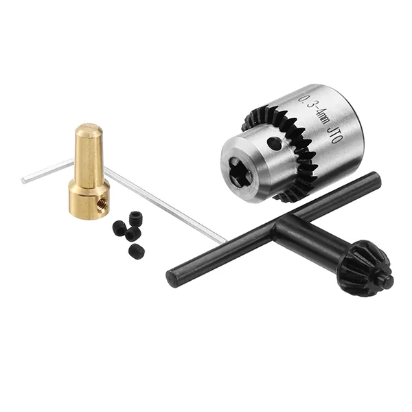 0.3–4mm Mini Drill Chuck with Key & 2.3mm Brass Shaft Adapter for 555 DC Motor — Motors & Actuators