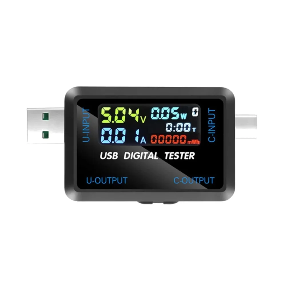 10-in-1 USB & Type-C Digital Tester – IPS Voltmeter, Ammeter, Impedance & Capacity Meter — Power & Components — Detail / close-up