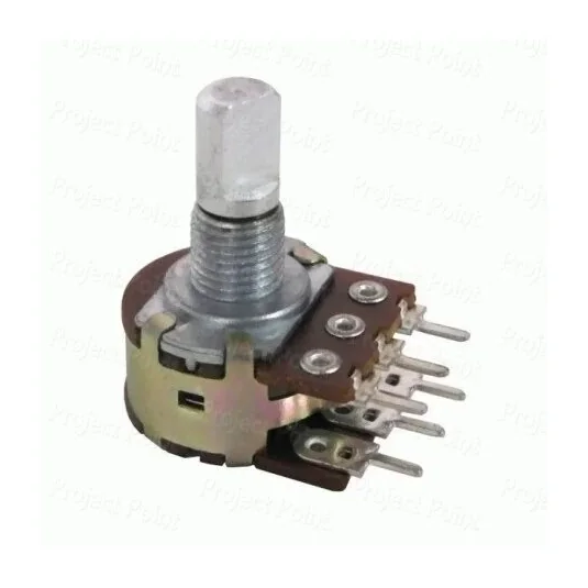 100K 16mm Linear Taper 6-Pin Dual Gang Rotary Potentiometer — Power & Components
