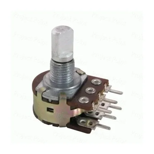 10K Ohm 16mm Linear Taper 6-Pin Dual Gang Rotary Potentiometer — Power & Components