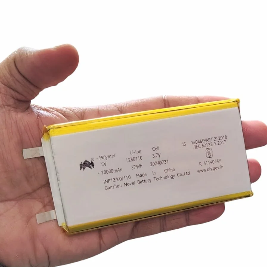 1260110 3.7V 10000mAh Lipo (Lithium Polymer) Rechargeable Battery — Power & Components