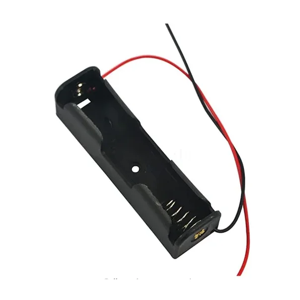 18650X1 Single Battery Cell Holder/Case with Wire — Power & Components — Detail / close-up
