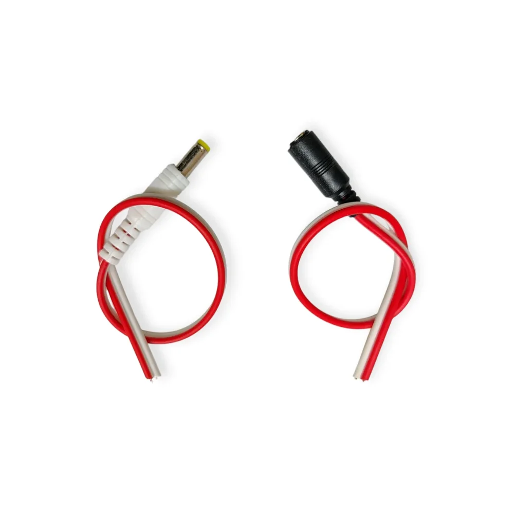 2.1 x 5.5 mm Male and Female DC Power Pigtail Connectors with 22CM wire — Connectors & Wires