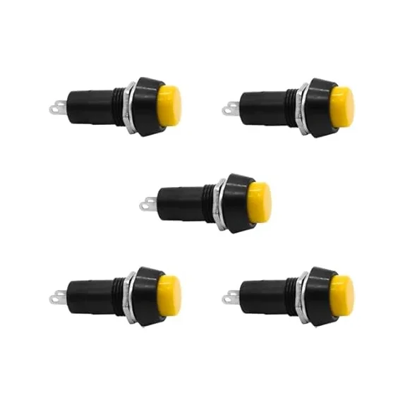 3A 250V Yellow Push Button Momentary Type No Lock Push Only — Power & Components — Back view