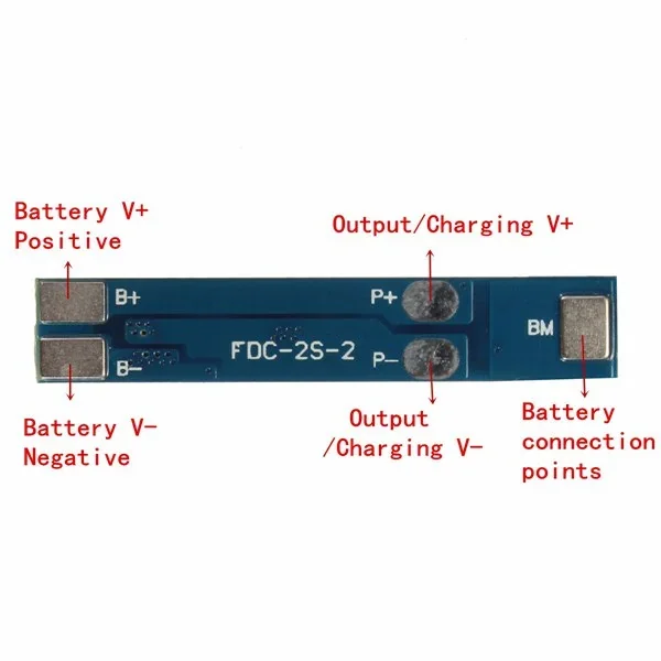 2S 3A Li-ion Lithium Battery 7.4V 8.4V 18650 Charger Protection Board Module — Power & Components — Back view
