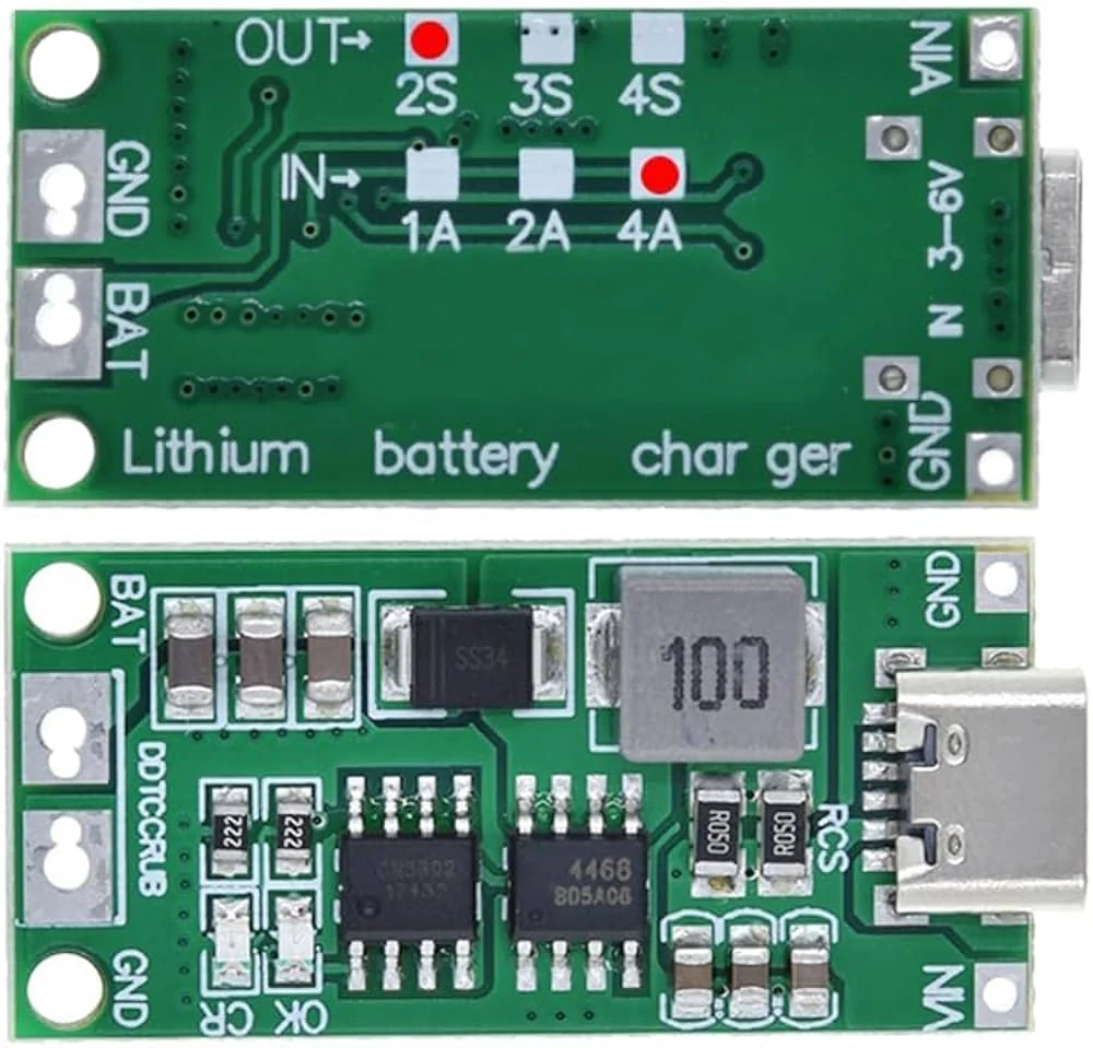 2S 4A Type-C Lithium Battery Charging Module – 8.4V Step-Up Boost Charger for 18650 Lipo — Power & Components — Back view
