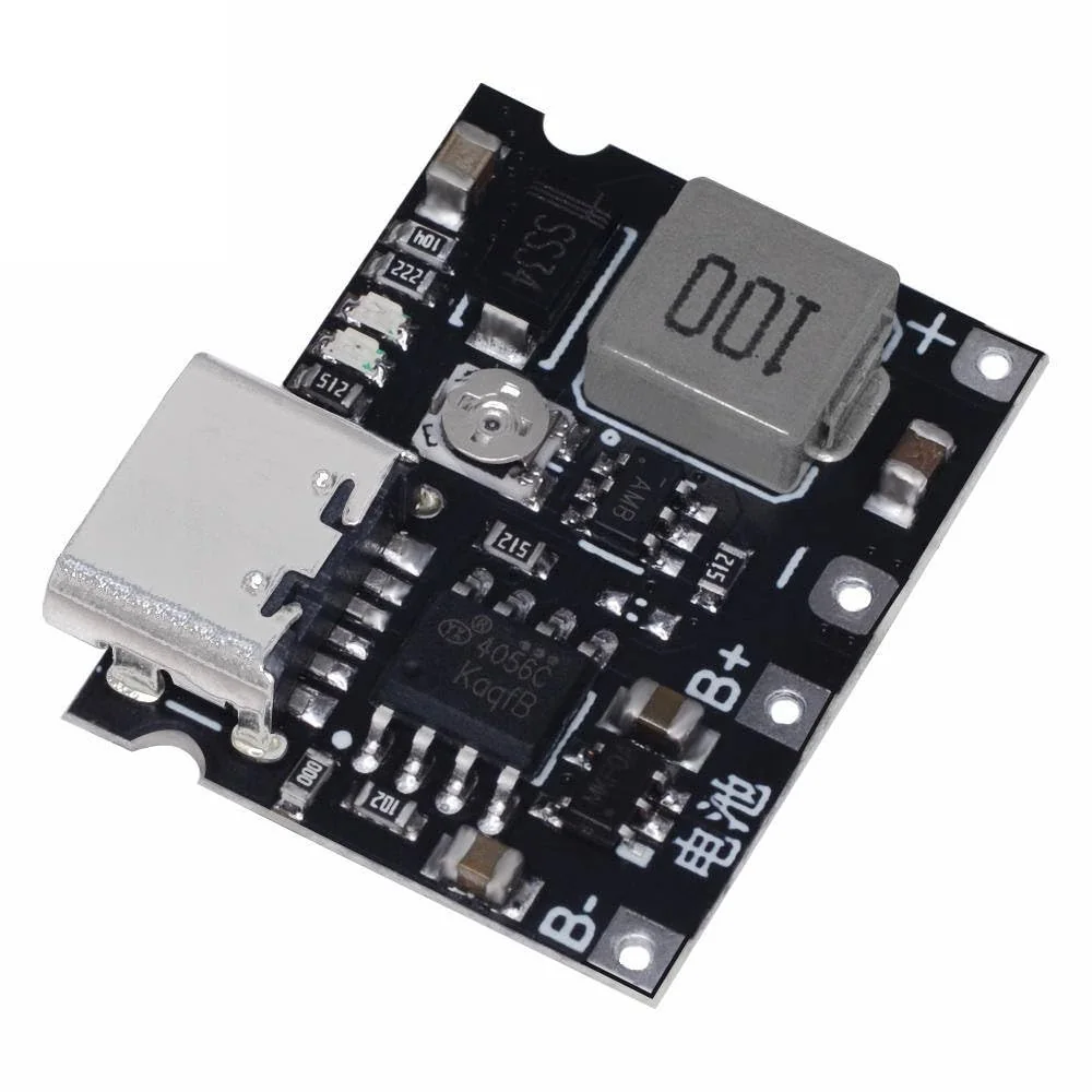 3.7V 4.2V Battery Type-C Charger Board DC-DC Step-Up Boost Module — Power & Components — Back view