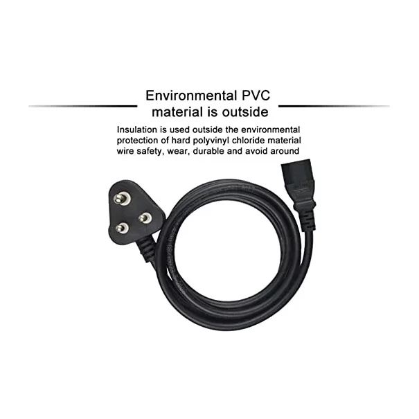 3 Pin Super Deluxe IEC Computer Power Cable 1.75 Meter for PC, SMPS, Printer & Monitor (Black) — Power & Components — Back view