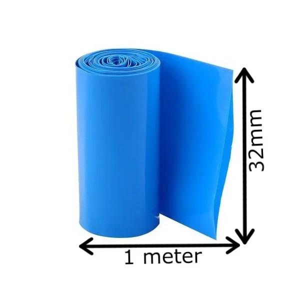 32mm PVC Heat Shrink Sleeve Blue for Lithium Cell Pack (1 Meter) — Power & Components