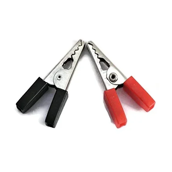 34mm Metal Alligator Insulated Crocodile Clip Black and Red Pair — Power & Components