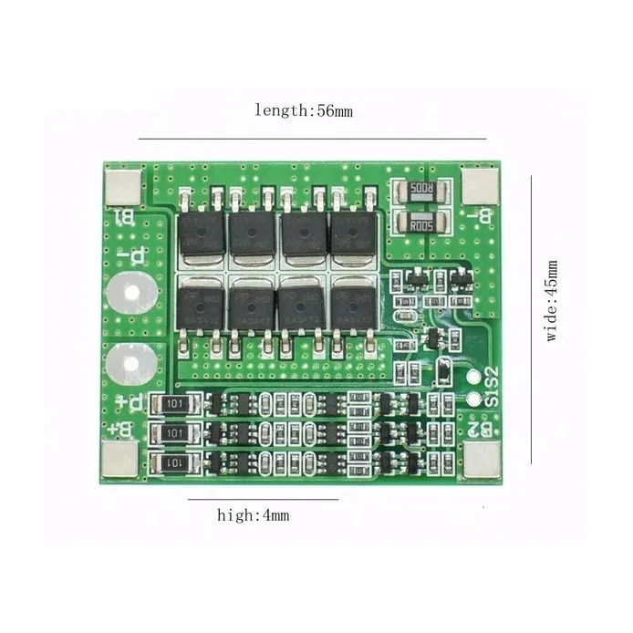 3S 12V 25A 18650 Lithium Battery Protection Board with Balance — Power & Components — Back view