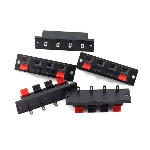 4 Way/Pole Speaker Terminals Long Socket/Block/Connector With Push Release — Connectors & Wires — Detail / close-up