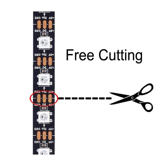 5M DC 5V WS2812B 30LED/mtr Addressable LED Strip Roll (Non Waterproof) – 5 Meter — Power & Components — Back view