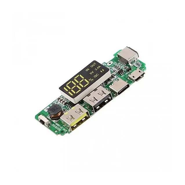5V 2.4A Lithium Battery Digital Display Charging Module with Dual USB Power Bank Module — Power & Components
