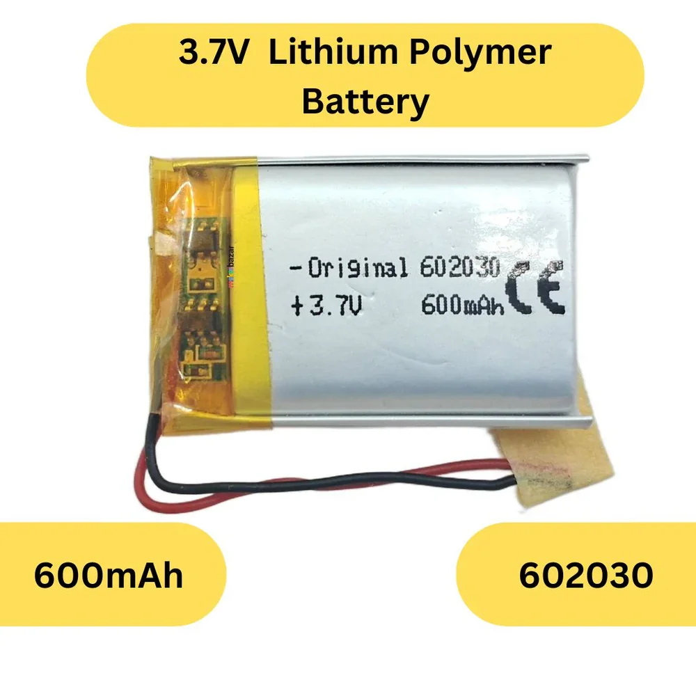602030 3.7V 600mAH Lipo Rechargeable Battery — Power & Components — Detail / close-up