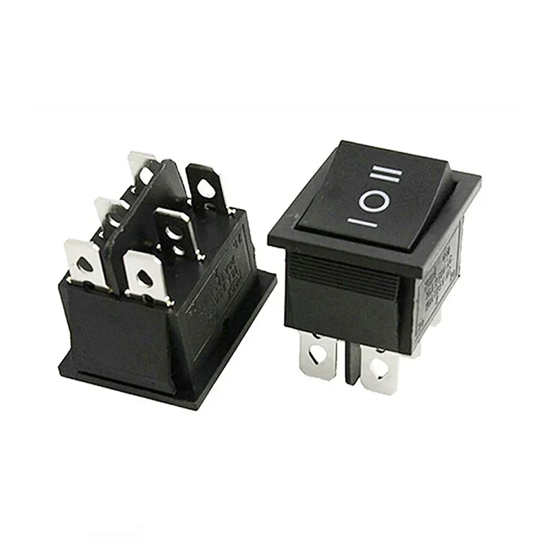 6A 250V 6 Pins DPDT ON-OFF-ON Rocker Switch copper — Power & Components — Detail / close-up