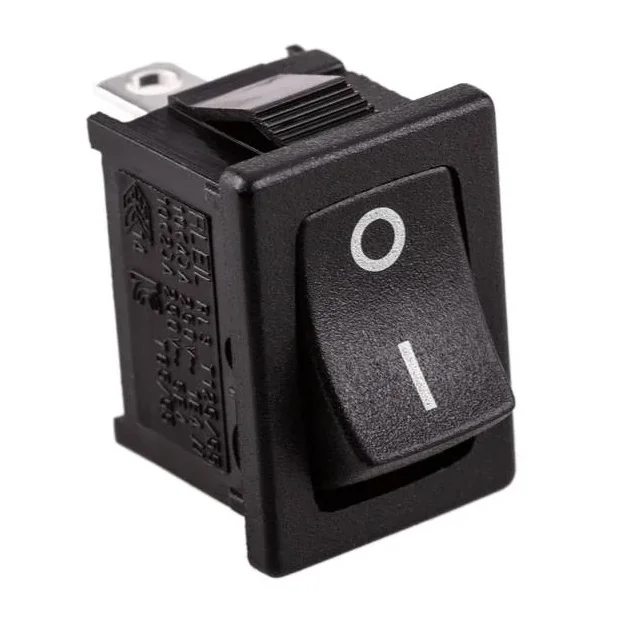 6A 250V AC black color 2 pins SPST small plastic rocker switch — Power & Components