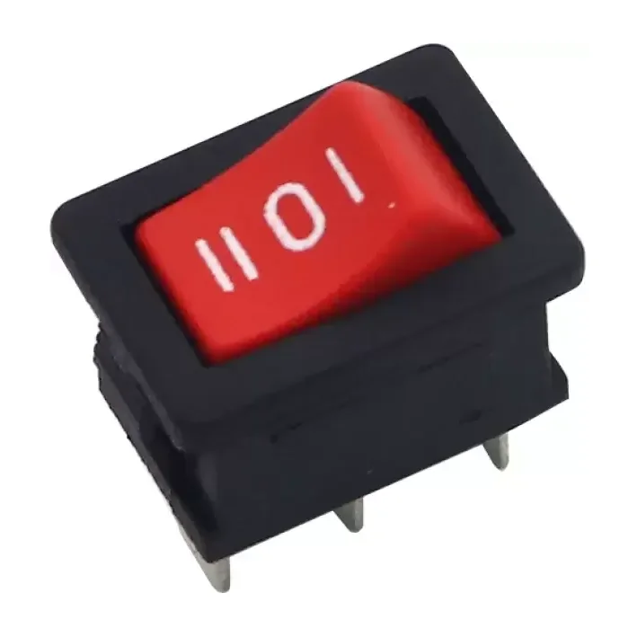 6A 250V red color 3 pin SPCO small plastic rocker switch copper — Power & Components — Back view