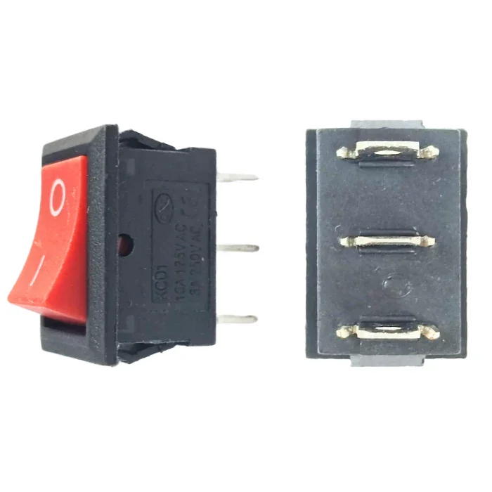 6A 250V SPDT 3 Pin Mini Rocker Switch ON/OFF Red 2 Position Switch — Power & Components — Detail / close-up