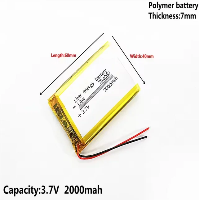 704060 3.7V 2000mAh LiPo Battery | Rechargeable Lithium Polymer Battery with BMS — Power & Components