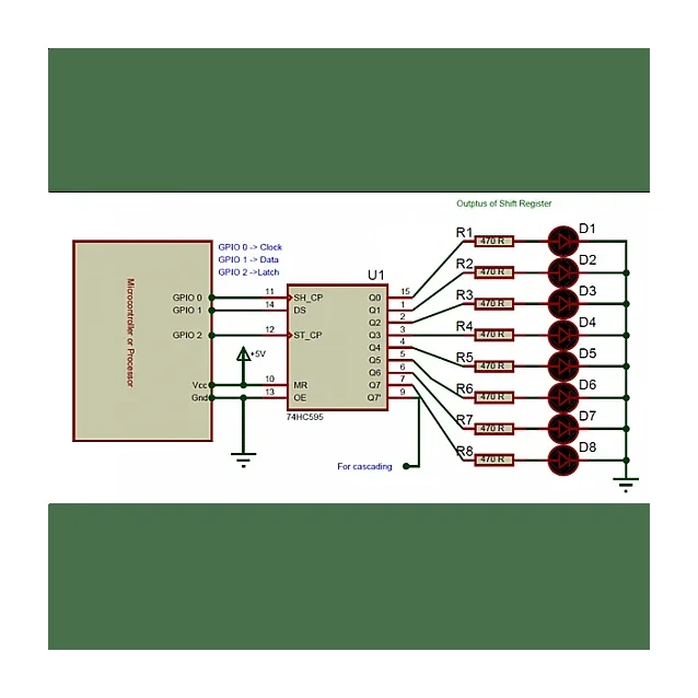 74HC595 Serial to Parallel Shifting IC — Power & Components — Back view