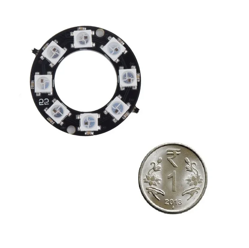 8 Bit WS2812 5050 RGB LED Built-in Full Color Driving Lights Circular Development Board — Power & Components — Back view