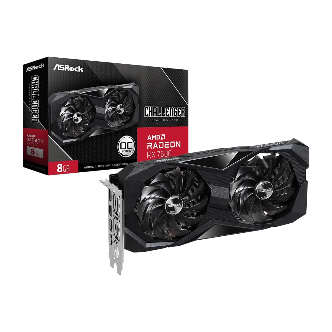 ASUS Dual Radeon RX 7600 EVO OC Edition 8GB GDDR6 Graphics Card — Detail / close-up