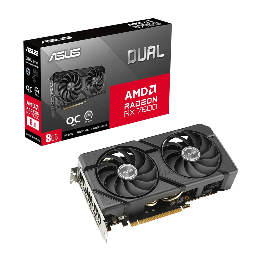ASUS Dual Radeon RX 7600 EVO OC Edition 8GB GDDR6 Graphics Card