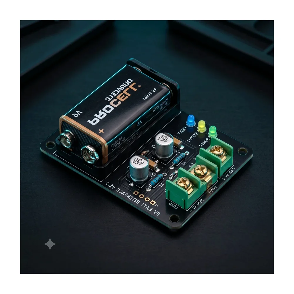 9V Battery Clips with DC Jack — Back view