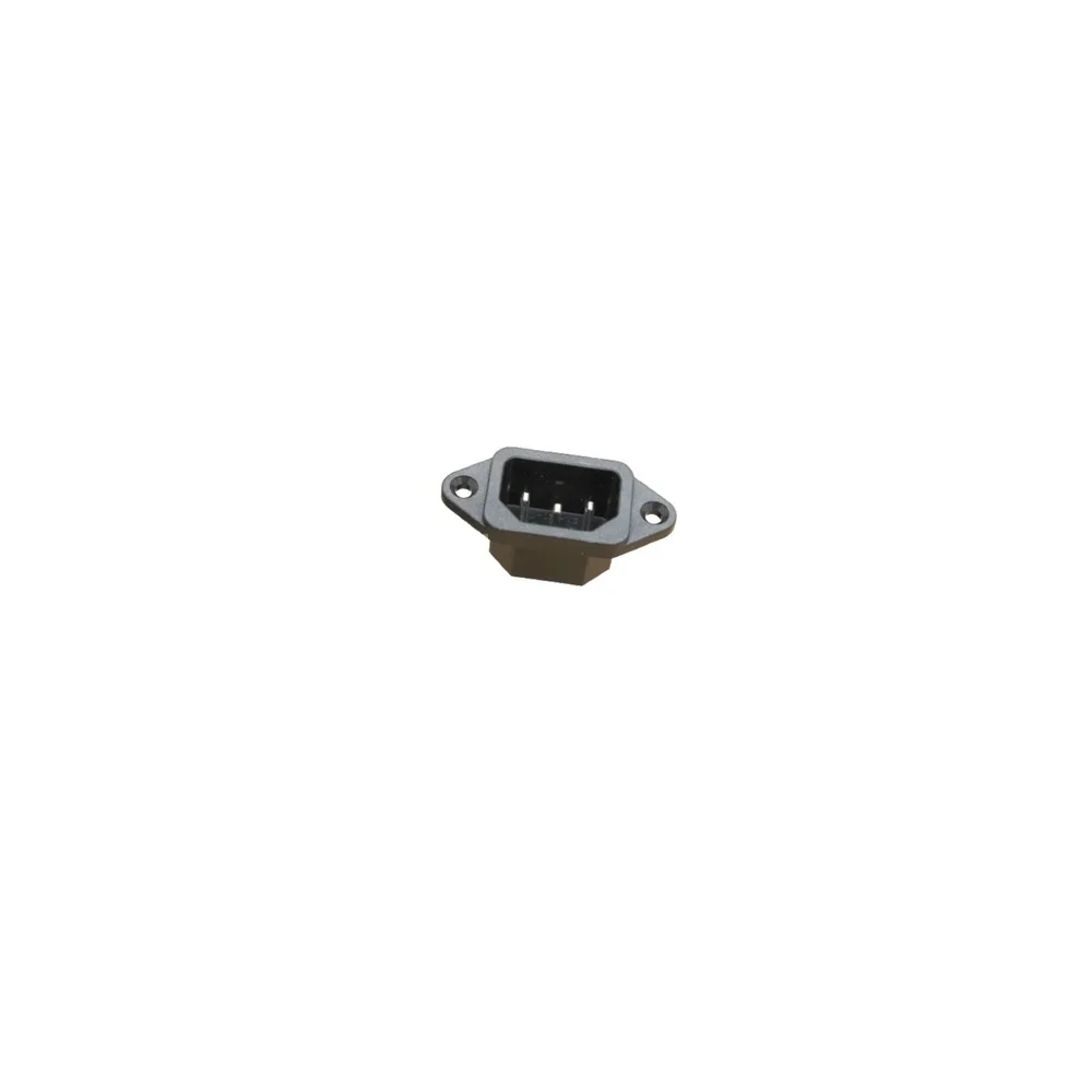 AC-01 3 Pin AC Power Entry Socket IEC C14 Panel Mount Male Connector 250V 10A Black — Connectors & Wires — Back view