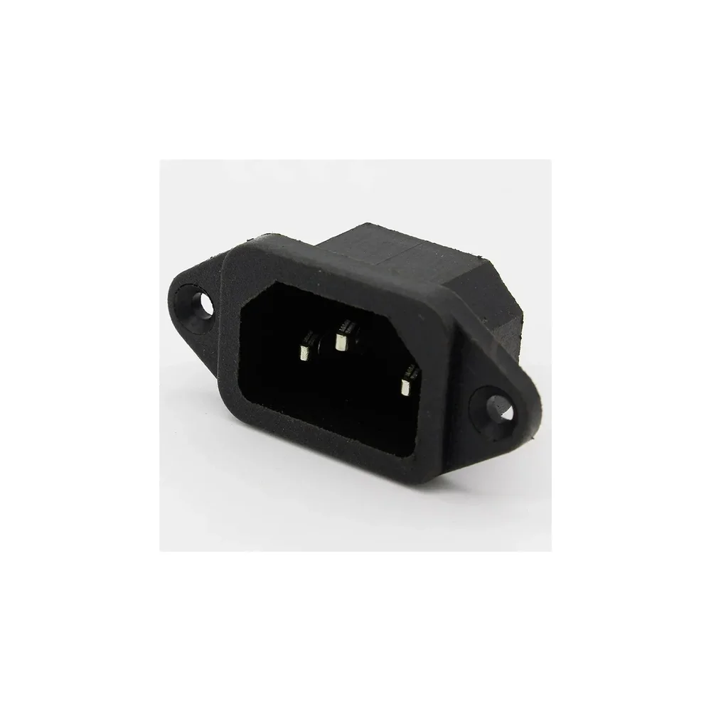 AC-01 3 Pin AC Power Entry Socket IEC C14 Panel Mount Male Connector 250V 10A Black — Connectors & Wires