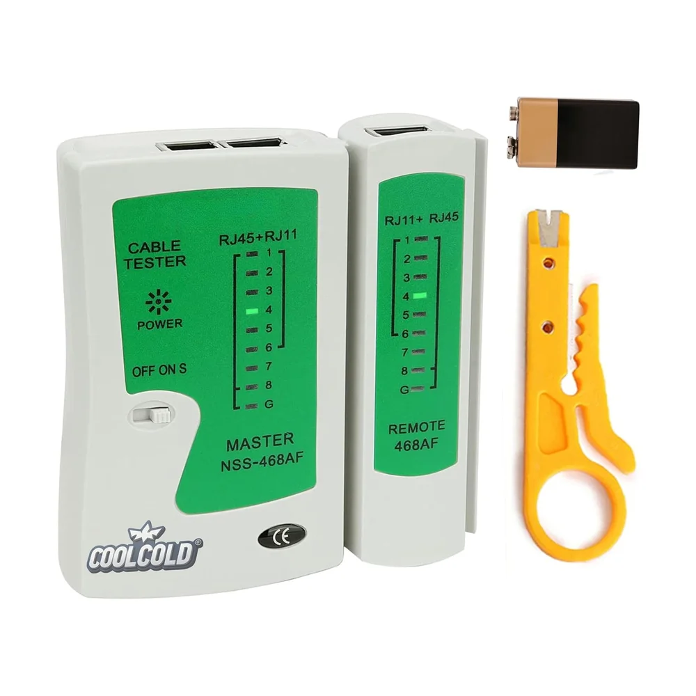 RJ45 / RJ11 Cable Tester — Detail / close-up