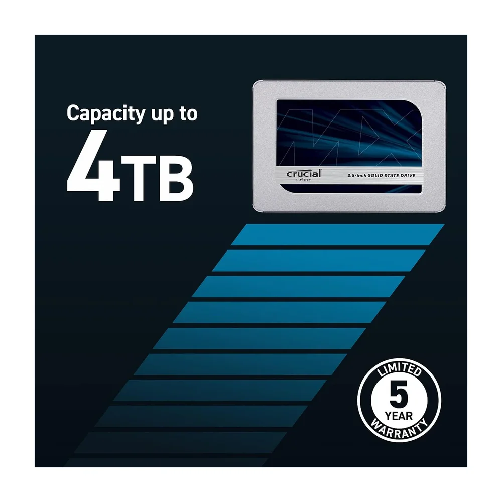 Crucial MX500 500 GB SATA SSD — Back view