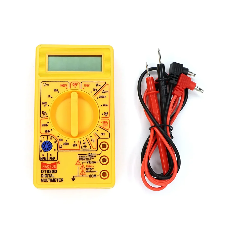Digital Multimeter Small Yellow Color LCD AC DC Measuring Voltage Current — Power & Components