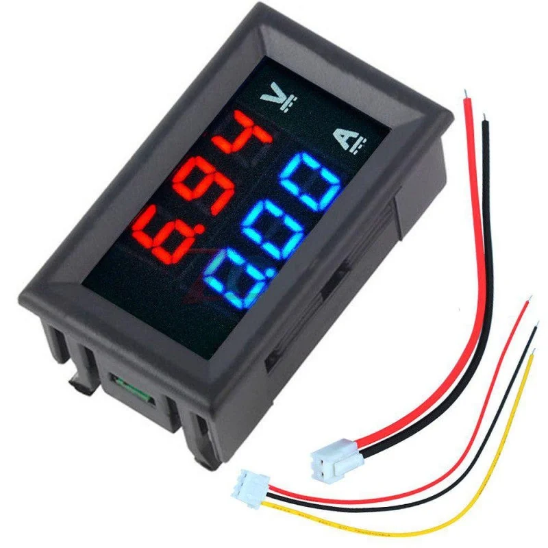Digital Voltmeter (0-100V) and Ammeter (10 A) Dual Led Voltage Current Measurement Module — Power & Components