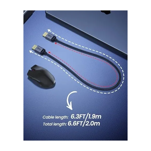 DisplayPort 1.4 Cable 2m (8K-Ready) — Back view