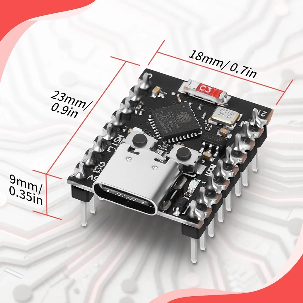 ESP32-C3 Super Mini Development Board With Headers Pins — Microcontrollers — Back view