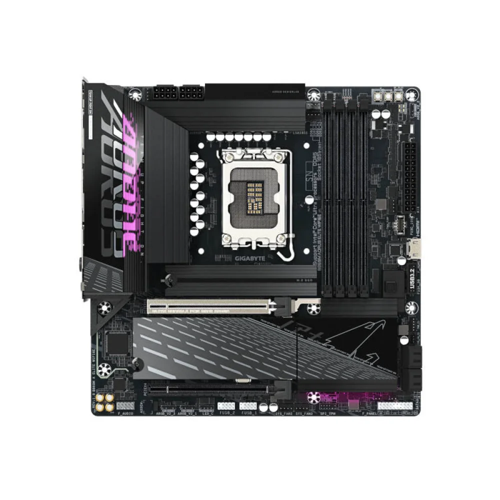 Gigabyte B650M Aorus Elite AX (mATX, DDR5) — Back view