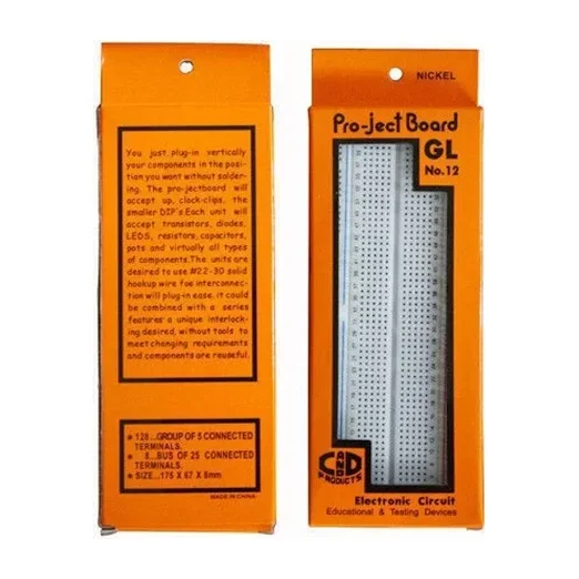 GL-12 840 Points Solderless Breadboard — Power & Components — Back view