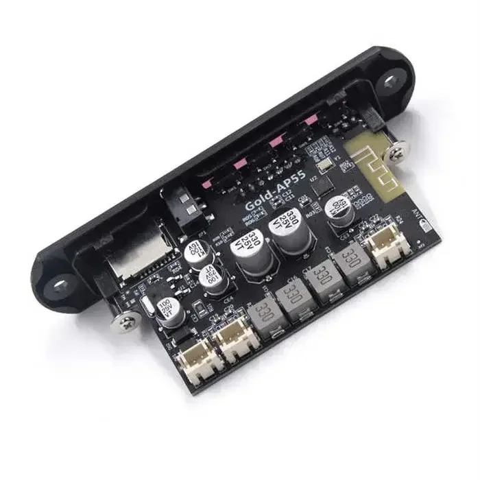Gold AP-55 TPA3116D2 2×50W Bluetooth Stereo Digital Amplifier Board with USB, TF Card, FM & Remote — Display & Communication — Back view