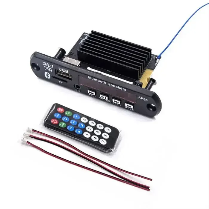 Gold AP-55 TPA3116D2 2×50W Bluetooth Stereo Digital Amplifier Board with USB, TF Card, FM & Remote — Display & Communication