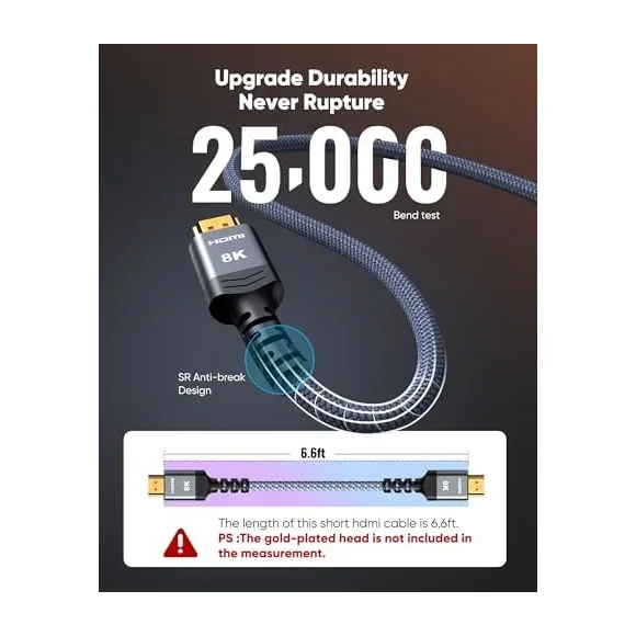 HDMI 2.1 Cable 2m (Ultra High Speed) — Back view