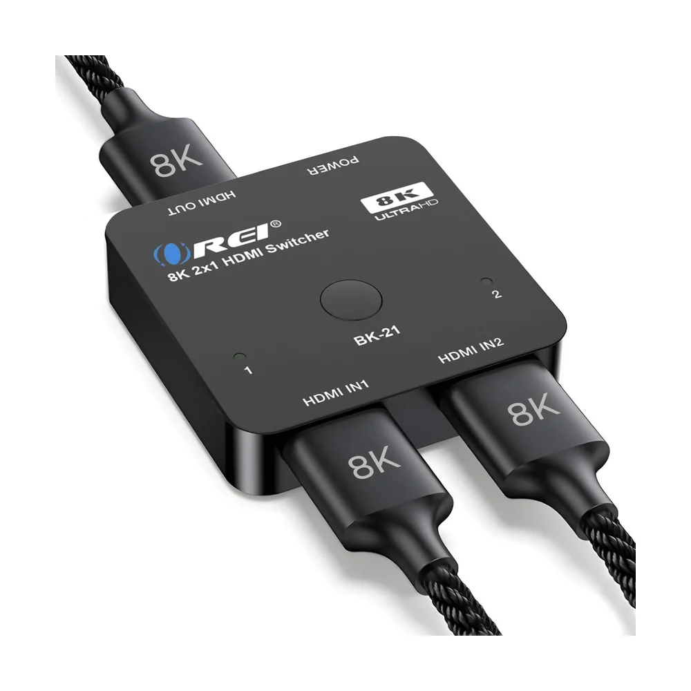 HDMI Switcher 3×1 4K@60Hz with Remote — Connectors & Wires