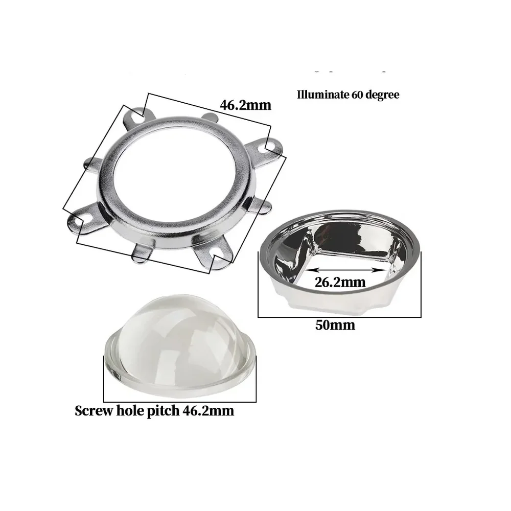 High power LED 20-100W lamp bead lens 44MM optical glass 90 degree led lens — Power & Components — Back view