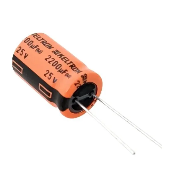 Keltron 2200uF 25V Radial Electrolytic Capacitor High Performance Capacitor — Power & Components