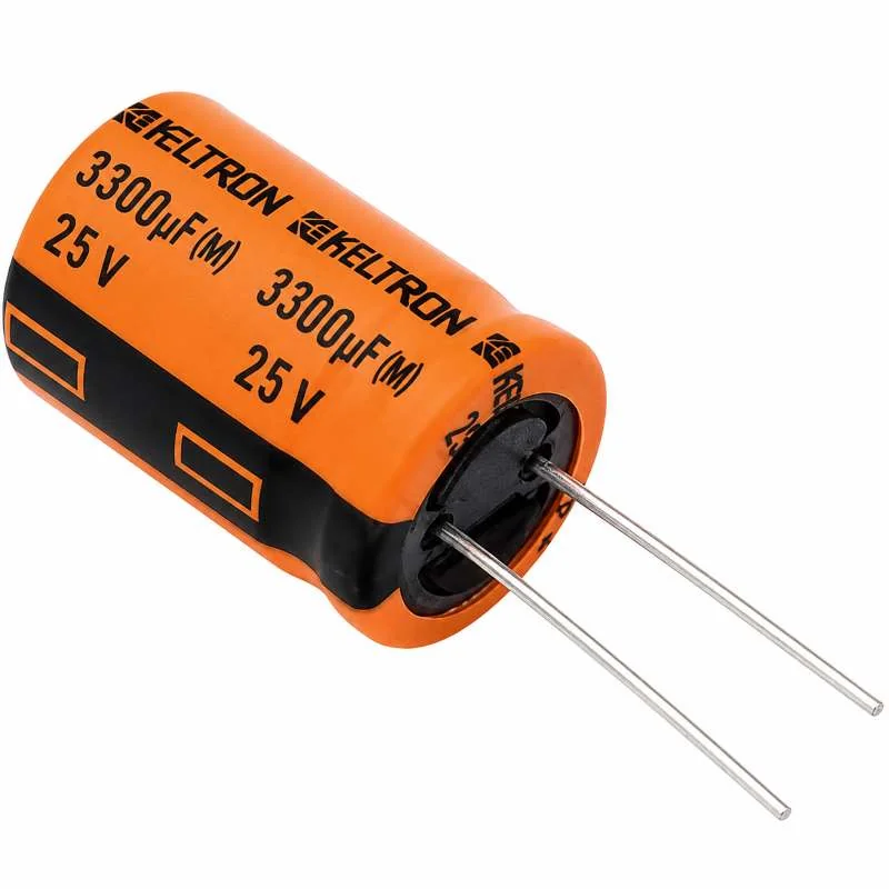 Keltron 3300uF 25V Radial Electrolytic Capacitor High Performance Capacitor — Power & Components